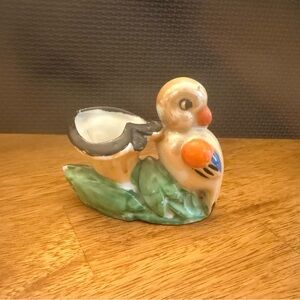 Vintage Ceramic Bird Figurine Vase Hand Painted Made In Japan
